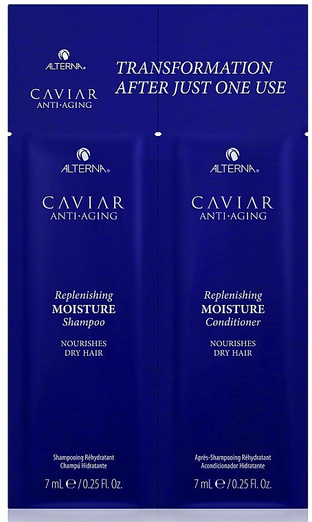 Zestaw próbek do pielęgnacji włosów - Alterna Caviar Anti-Aging Replenishing Moisture (shm/7ml + cond/7ml) — Zdjęcie N1