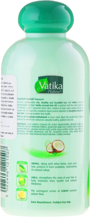 Olej kokosowy do włosów - Dabur Vatika Enriched Coconut Hair Oil — Zdjęcie N2