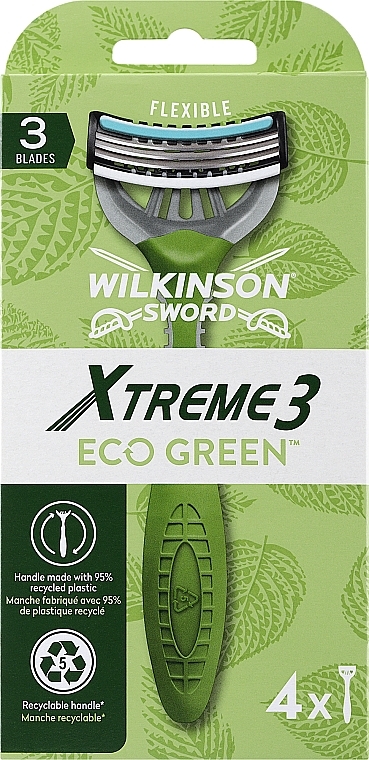 Jednorazowe maszynki do golenia, 4 szt. - Wilkinson Sword Xtreme3 Eco Green — Zdjęcie N1