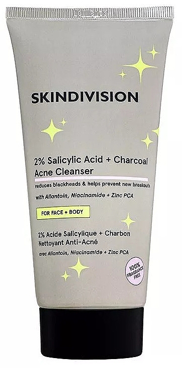 Preparat oczyszczający do skóry trądzikowej - SkinDivision 2% Salicylic Acid + Charcoal Acne Cleanser — Zdjęcie N1