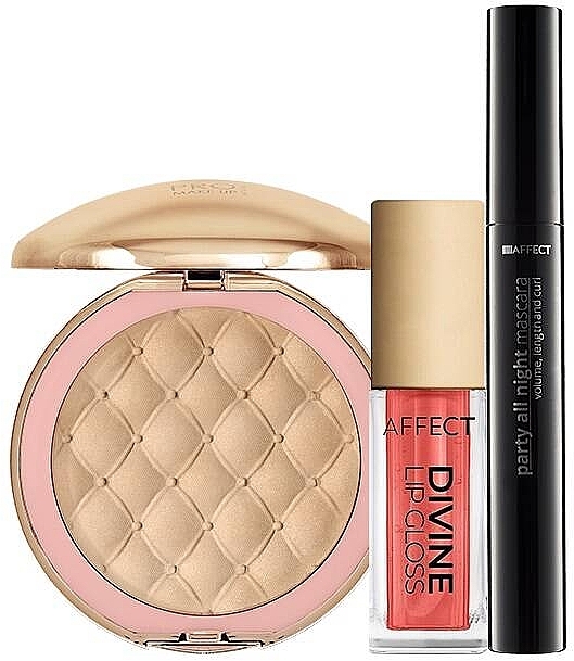 Zestaw - Affect Passion Moments Beauty Set 02 (lip/gloss/5g+mascara/12ml+powder/9g) — Zdjęcie N1