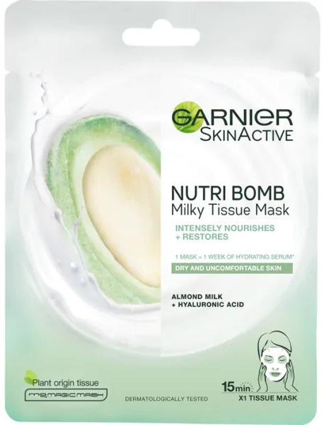 Maska w płachcie do twarzy Migdały i kwas hialuronowy - Garnier SkinActive Nutri Bomb Almond and Hyaluronic Acid Tissue Mask