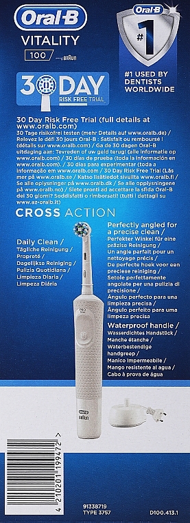 Elektryczna szczoteczka do zębów, biała - Oral-B Braun Vitality 100 Cross Action White — Zdjęcie N2