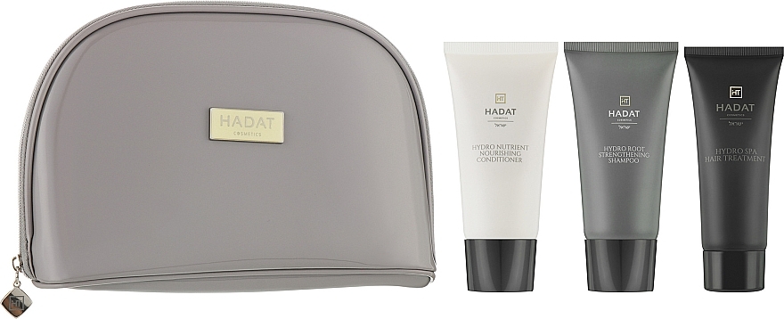 Zestaw na porost włosów - Hadat Cosmetics Hydro Hair Growth Set (shm/70ml + cond/70ml + mask/70ml + bag) — Zdjęcie N1