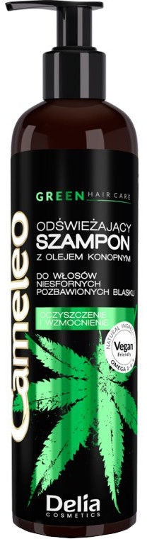 Odświeżający szampon do włosów z olejem konopnym - Delia Cosmetics Cameleo Green Shampoo — фото N1