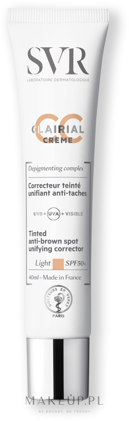 Krem CC do twarzy przeciw ciemnym plamom pigmentacyjnym SPF 50 - SVR Clairial Crème CC — Zdjęcie Light