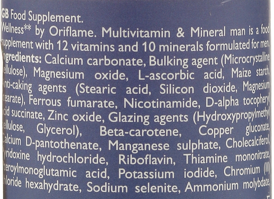 Kompleks witamin i minerałów dla mężczyzn - Oriflame Wellness Multivitamin & Mineral Man — Zdjęcie N3