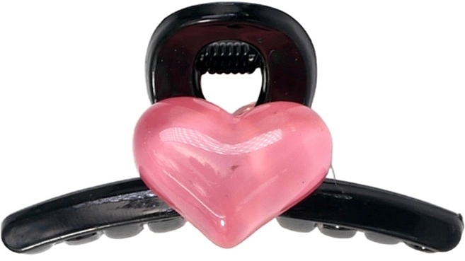 Klips krabowy, czarny z różowym sercem - Lolita Accessories — Zdjęcie N1