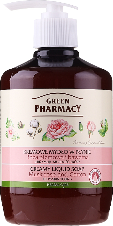 Mydło w płynie Róża muscat i bawełna - Green Pharmacy — Zdjęcie N1