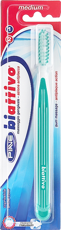 Szczoteczka do zębów Biattivo, średnio twarda, zielona - Piave Medium Toothbrush — Zdjęcie N1