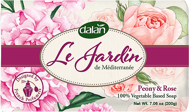 Perfumowane mydło toaletowe Dalan Le Jardin Piwonia i róża, 200 g - Dalan Le Jardin Peony & Rose Soap