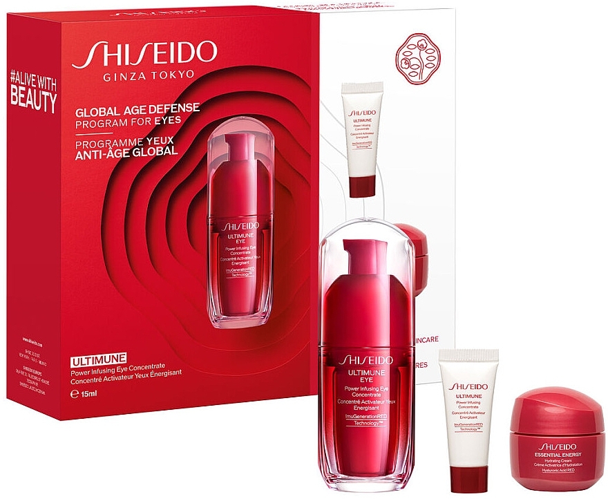 Zestaw - Shiseido Ultimune Global Age Defense Program For Eyes (f/conc/5ml + eye/conc/15ml + f/cr/15ml) — Zdjęcie N1