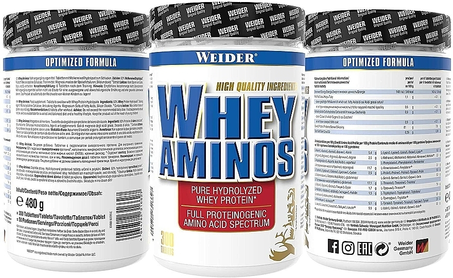 Kompleks aminokwasów, tabletki - Weider Whey Aminos Tablets — Zdjęcie N2