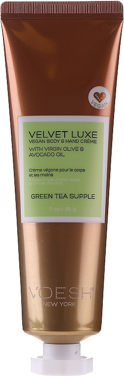 Krem do rąk i ciała z zieloną herbatą - Voesh Velvet Luxe Vegan Body & Hand Cream Green Tea Supple — Zdjęcie N1