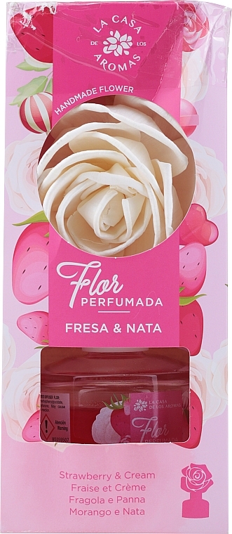 PRZECENA! Dyfuzor zapachowy w formie kwiatu Truskawka i śmietanka - La Casa De Los Aromas Reed Diffuser Strawberry & Cream * — Zdjęcie N4