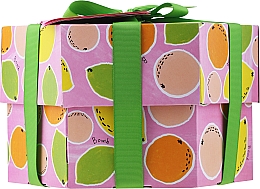 Kup Zestaw peelingu i maski do ust Limonka i Gruszka - Bomb Cosmetics Fruit Basket Hexagonal Gift Box (b/bomb/2pcs + soap/2pcs + b/scr/120ml + sh/gel/120ml)
