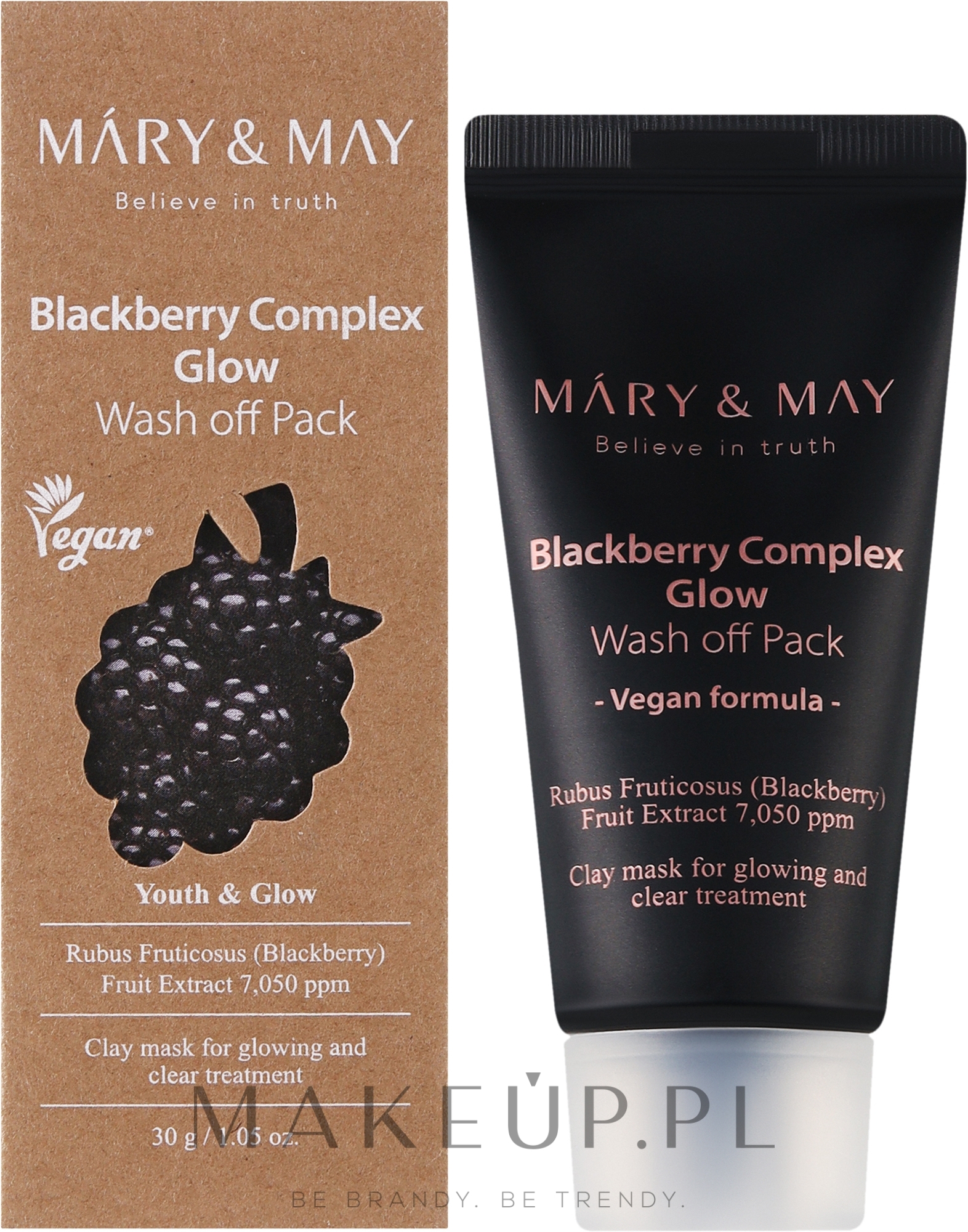 Antyoksydacyjna glinkowa maseczka do twarzy z jeżynami - Mary & May Blackberry Complex Glow Wash Off Mask — Zdjęcie 30 g