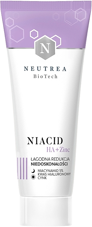 Łagodna kuracja niedoskonałości z niacynamidem - Neutrea BioTech Niacid HA + Zinc Cream — Zdjęcie N1