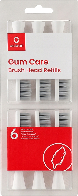 Końcówki do szczoteczek elektrycznych, 6 szt., białe - Oclean Brush Heads Refills Gum Care Extra Soft — Zdjęcie N1