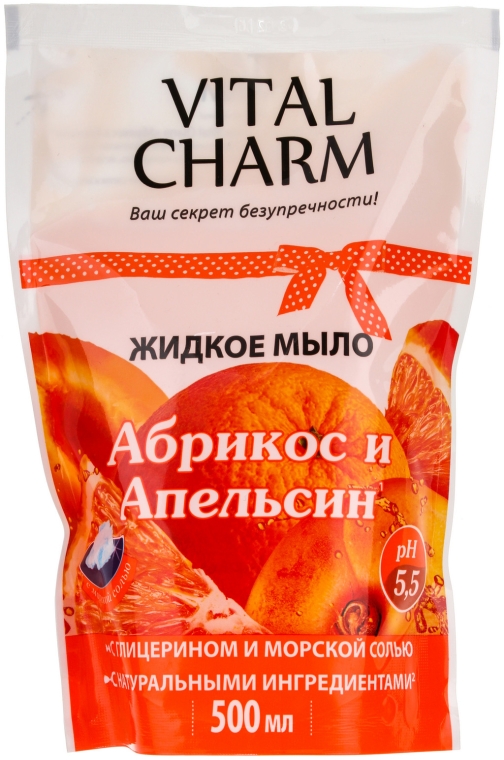 Glicerynowe mydło w płynie Morela i pomarańcza - Vital Charm (uzupełnienie) — Zdjęcie N1