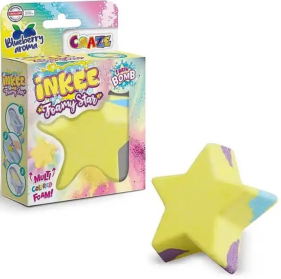 PRZECENA! Musująca gwiazdka do kąpieli Borówka, żółta - Craze Inkee Foamy Star Bath Bomb * — Zdjęcie N1