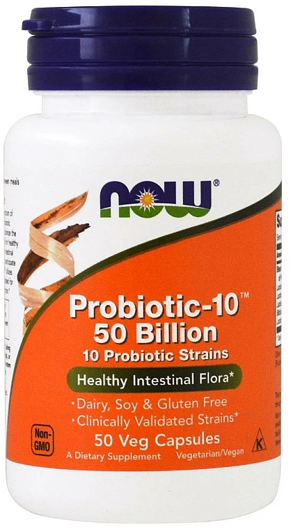 Probiotyki w kapsułkach - Now Foods Probiotic-10, 50 Billion — Zdjęcie N1
