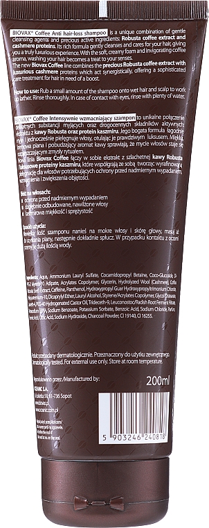 Intensywnie wzmacniający szampon do włosów Kawa i proteiny kaszmiru - Biovax Glamour Coffee — Zdjęcie N2