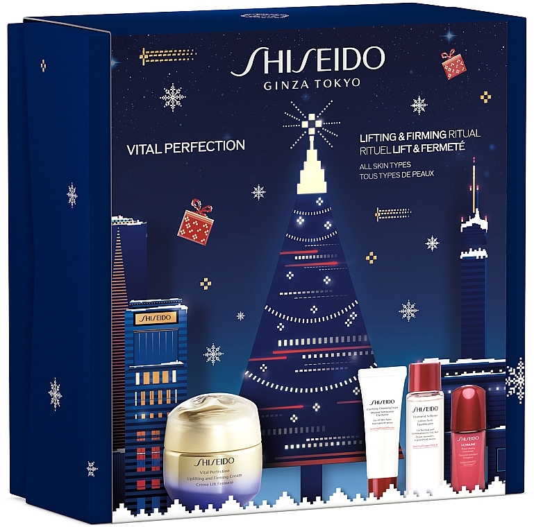 Zestaw - Shiseido Vital Perfection Holiday Kit (f/cr/50ml + clean/foam/15ml + f/lot/30ml + f/conc/10ml) — Zdjęcie N1