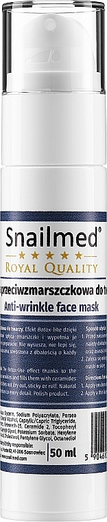 PRZECENA! Aktywna maska przeciwzmarszczkowa do twarzy - Snailmed Royal Quality Anti-Wrinkle Face Mask * — Zdjęcie N3