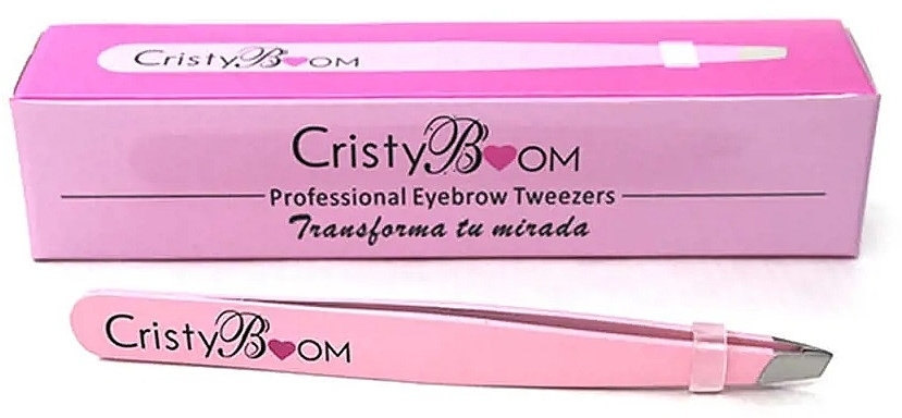 Pęseta do brwi, różowa - Cristyboom Cosmetics Professional Eyebrow Tweezers Pink — Zdjęcie N1