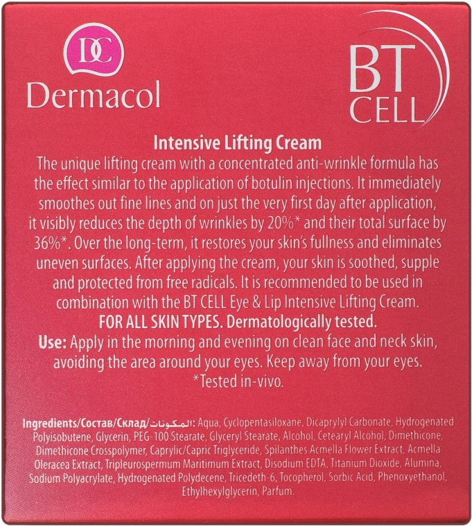 Krem intensywnie liftingujący do twarzy - Dermacol BT Cell Intensive Lifting Cream — Zdjęcie N4