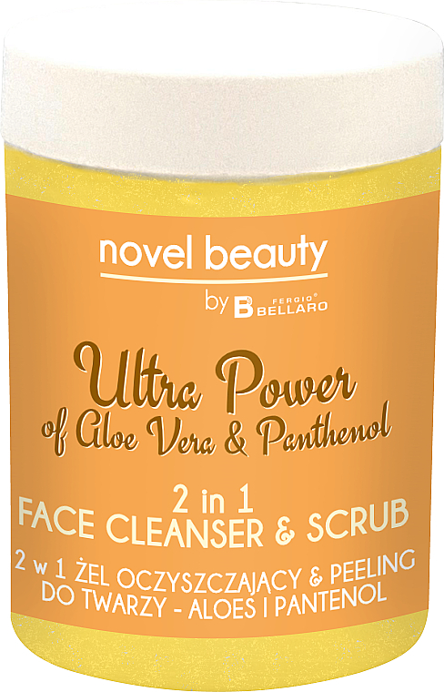 2 w 1 żel oczyszczający & peeling do twarzy Aloes i pantenol - Fergio Bellaro Novel Beauty Ultra Power Face Cleancer & Scrub — Zdjęcie N1