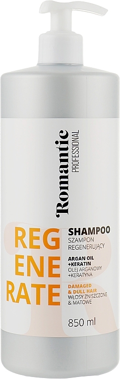 Regenerujący szampon do włosów zniszczonych z olejem arganowym i keratyną - Romantic Professional Helps to Regenerate