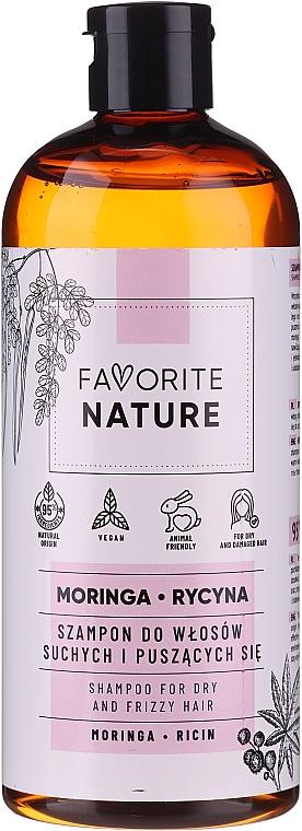 Szampon do włosów suchych i kręconych - Favorite Nature Shampoo For Dry And Frizzy Hair Moringa & Ricin — Zdjęcie N1
