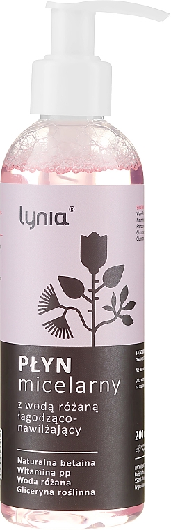 Płyn micelarny z wodą różaną łagodząco-nawilżający - Lynia — Zdjęcie N2