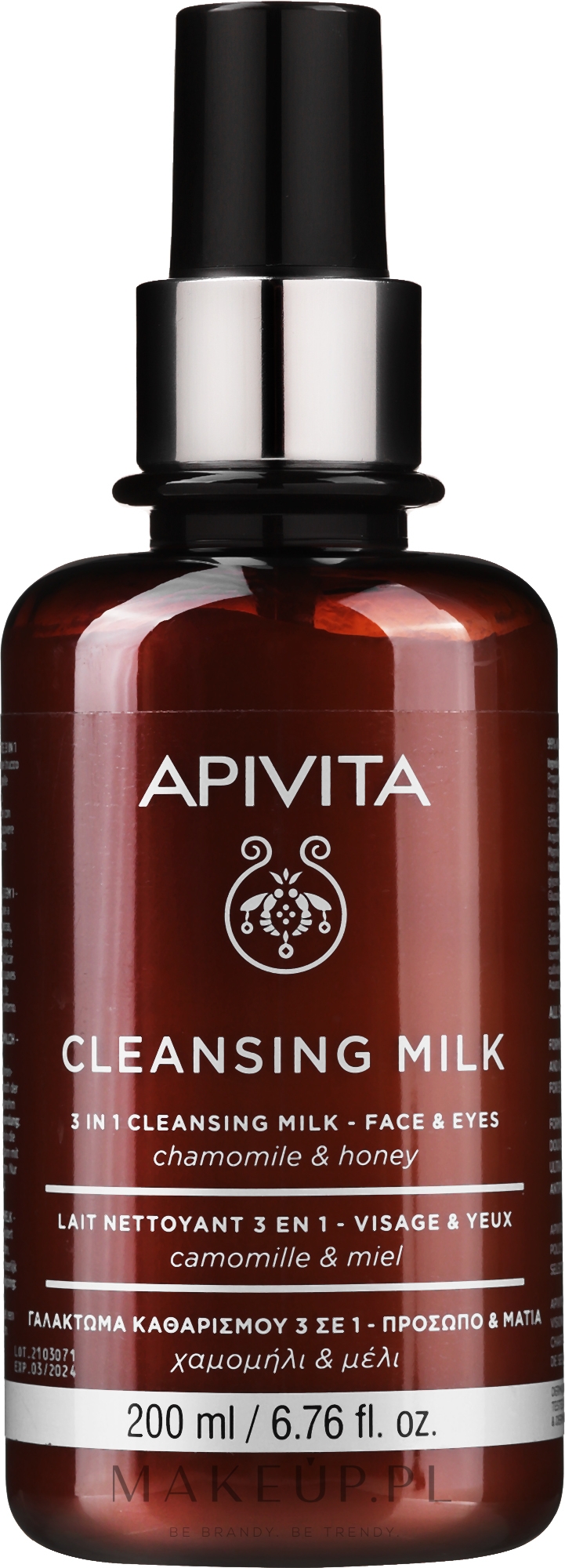 Oczyszczające mleczko 3 w 1 do twarzy i oczu Rumianek i miód - Apivita Cleansing Milk — Zdjęcie 200 ml