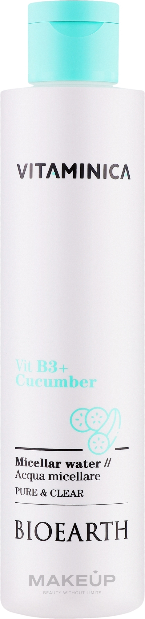 Woda micelarna dla każdego rodzaju skóry - Bioearth Vitaminica Vit B3 + Cucumber Micellar Water — Zdjęcie 200 ml