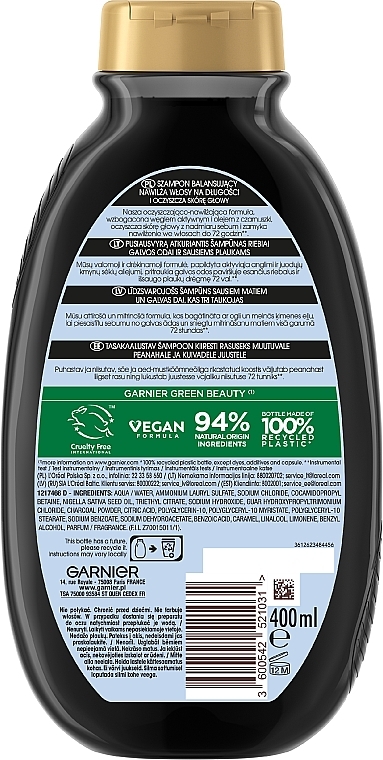 Szampon do włosów z węglem aktywnym i olejem z czarnuszki - Garnier Botanic Therapy Balancing Shampoo — Zdjęcie N2