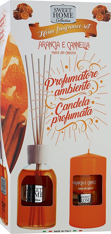 Zestaw - Sweet Home Collection Home Orange & Cinnamon Fragrance Set (diffuser/100ml + candle/135g) — Zdjęcie N1