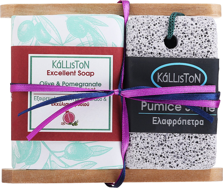 Zestaw - Kalliston Pomegranate (soap/100g + soap/dish/1pc + stone/1pc) — Zdjęcie N1