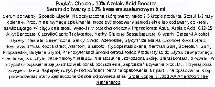 PRZECENA! Serum z kwasem azelainowym 10% - Paula's Choice 10% Azelaic Acid Booster Travel Size * — Zdjęcie N3