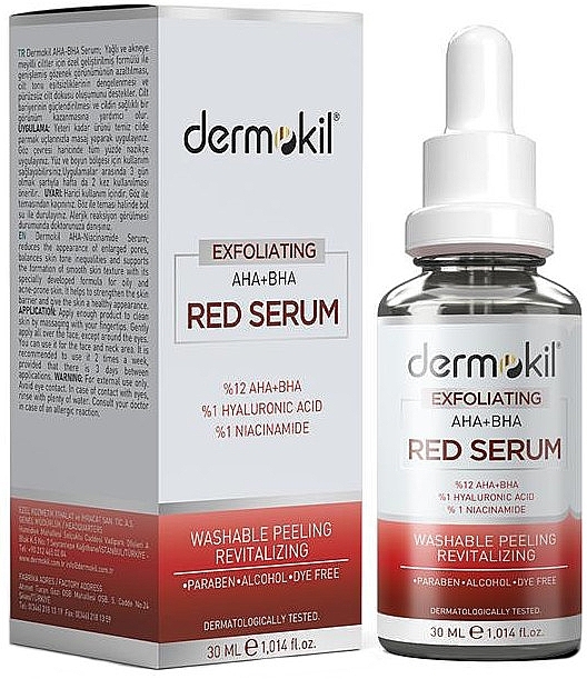 Złuszczające serum do twarzy - Dermokil Exfoliating AHA+BHA Red Serum — Zdjęcie N1