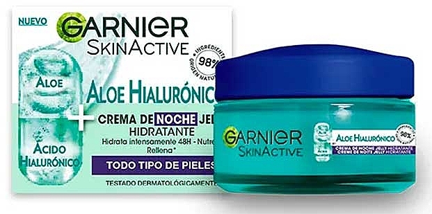 Nawilżający krem do twarzy na noc - Garnier Skin Active Hyaluronic Aloe Moisturizing Jelly Night Cream — Zdjęcie N1