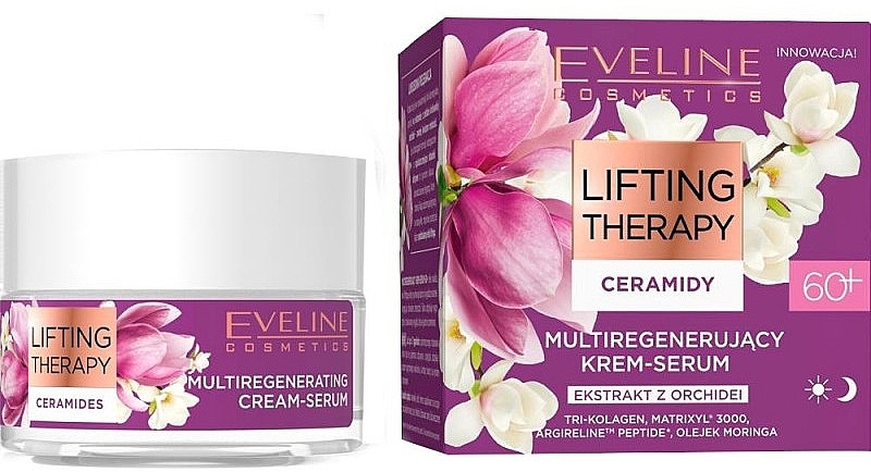 Multiregenerujący krem-serum do twarzy - Eveline Lifting Therapy Ceramidy 60+ 