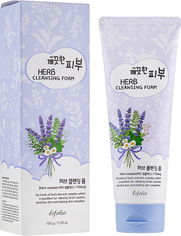 Pianka do mycia twarzy z ekstraktami roślinnymi - Esfolio Pure Skin Herb Cleansing Foam