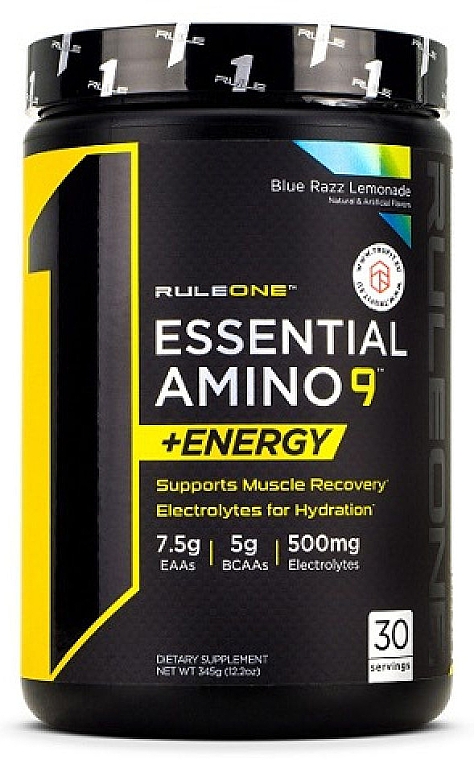 Kompleks aminokwasów - Rule One Essential Amino 9 + Energy Blue Razz Lemonade — Zdjęcie N1