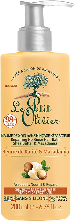 Rewitalizujący balsam do włosów - Le Petit Olivier Shea Butter & Macadamia Repairing No Rinse Hair Balm — Zdjęcie N1
