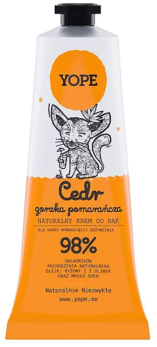 Naturalny krem do rąk dla skóry wymagającej odżywienia z gorzką pomarańczą - Yope Natural Hand Cream Cedarwood & Bitter Orange