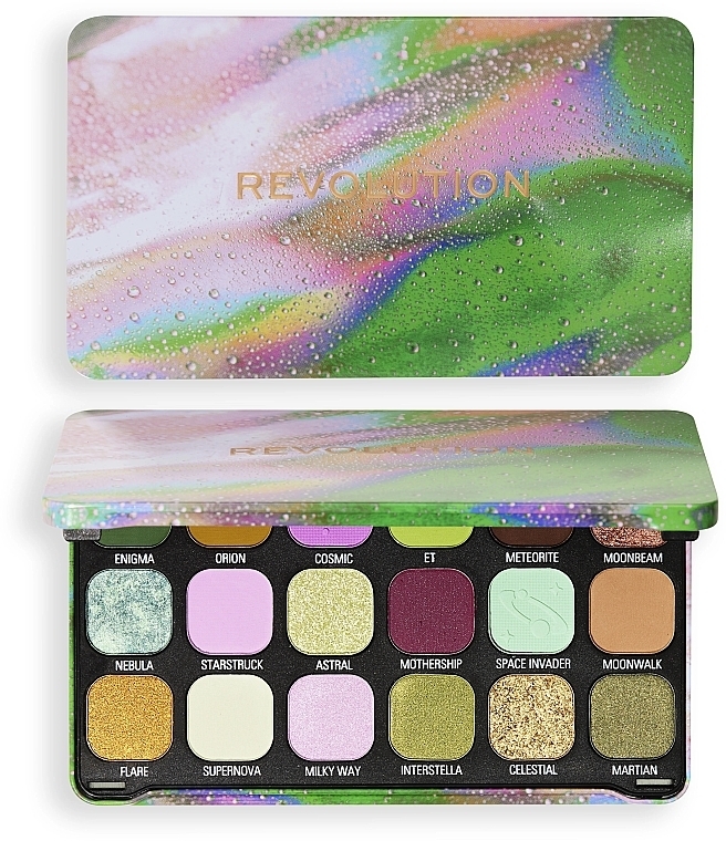 Paleta cieni do powiek - Makeup Revolution Forever Flawless Astro Nova Green Eyeshadow Palette — Zdjęcie N1