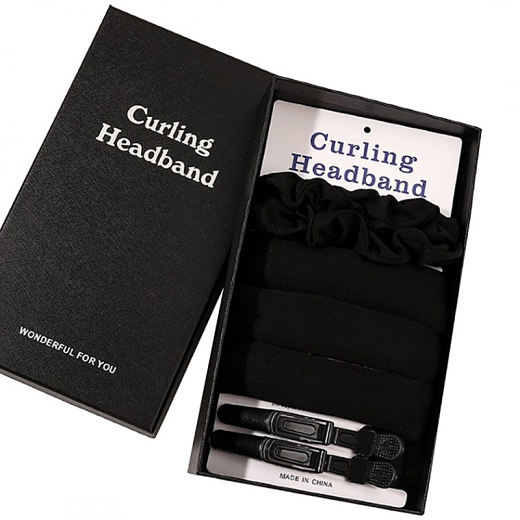 Zestaw do robienia loków, czarny, 5 produktów - Ecarla Curling Headband — Zdjęcie N1